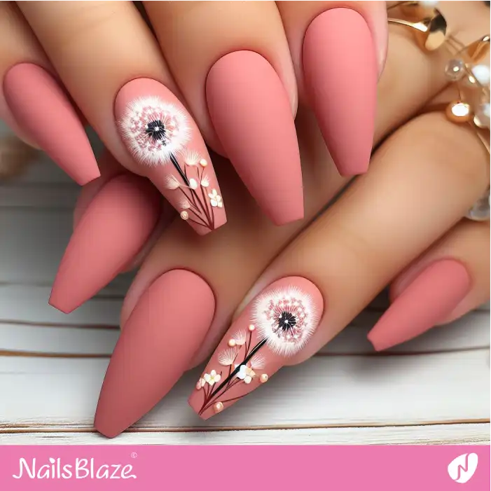 Peach Fuzz Ballerina Nails with Dandelion | Color of the Year 2024 - NB1768